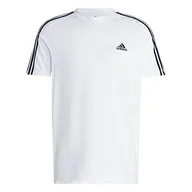 Moda i Uroda OUTLET - adidas, Essentials Single Jersey 3-Stripes, T-shirt, biało-czarny, S, męski - miniaturka - grafika 1