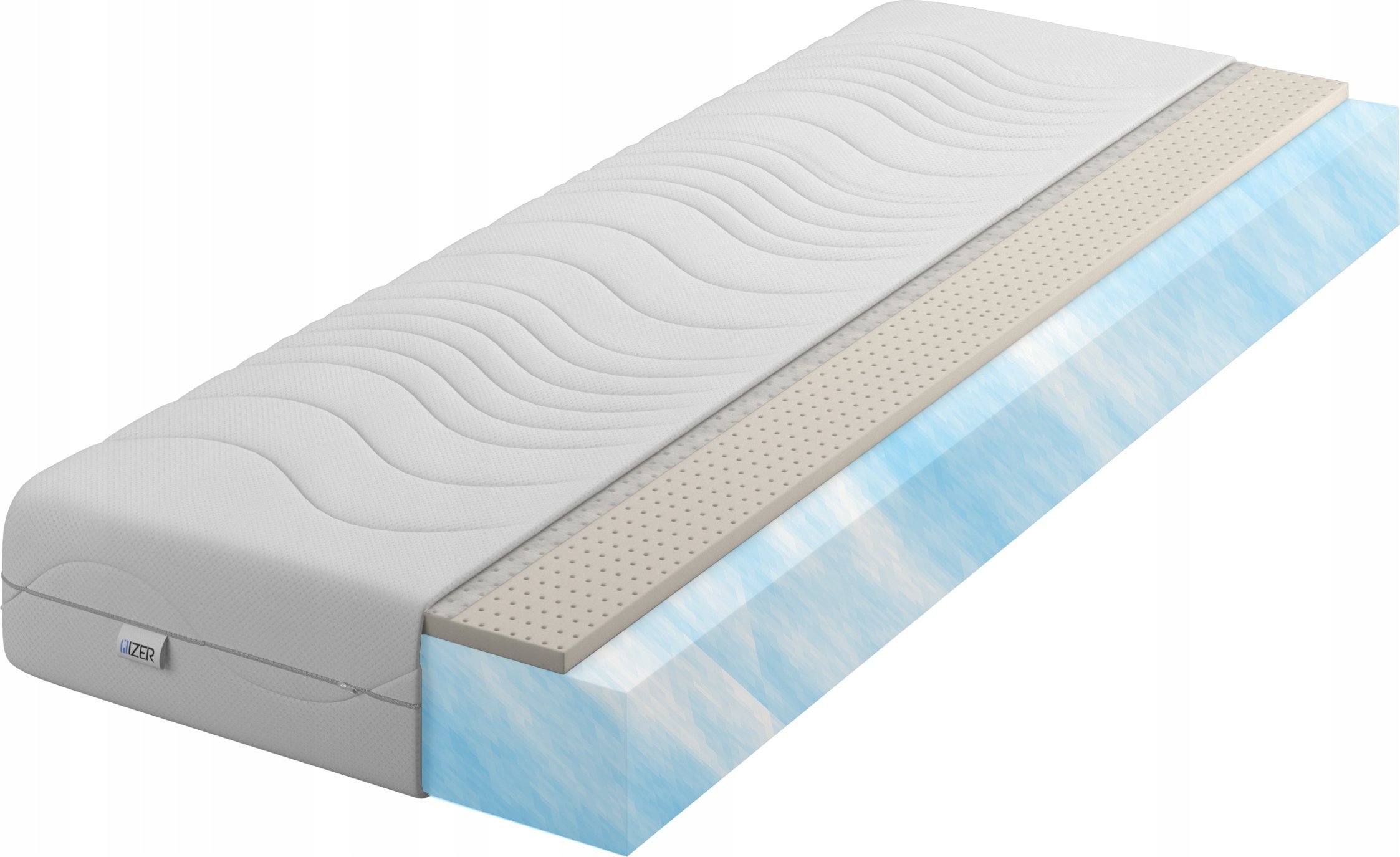 Materac piankowy Aqua + Lateks 80x190 16cm LATEX Dwustronny H2/H3 Pikowany pokrowiec
