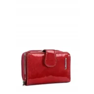 Portfele - Portfel Damski Skóra Naturalna Lakierowany LUIGISANTO Czerwony Zgrabny - miniaturka - grafika 1
