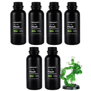 Żywica do drukarek 3D Aceaddity Flash, szybka żywica, 405 nm, utwardzana UV standardowa żywica fotopolimerowa o wysokiej płynności, szybkie drukowanie dla drukarek 3D LCD/DLP, wysoka precyzja i niski skurcz šC przezroczysta zieleń, 1 kg/butelka, opakowanie 6 szt - Filamenty i akcesoria do drukarek 3D - miniaturka - grafika 1