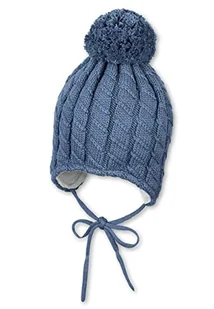 Sterntaler Chłopięca czapka z pomponem wzór warkocza czapka, średni niebieski, 51 - Czapki damskie - miniaturka - grafika 1