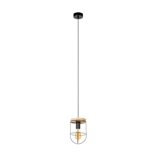 Britop LAMPA wisząca NETUNO 184159104 druciana OPRAWA metalowy ZWIS retro drewno czarny