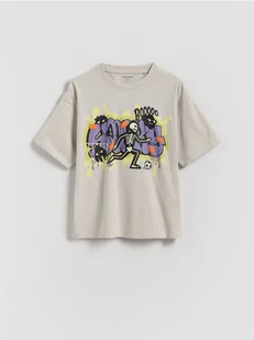 Reserved - T-shirt z nadrukiem świecącym w ciemności - jasnoszary - Koszulki dla chłopców - miniaturka - grafika 1