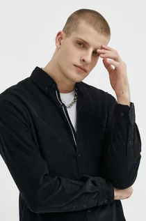 Koszule męskie - Solid koszula sztruksowa kolor czarny regular z kołnierzykiem button-down - grafika 1