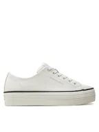 Trampki damskie - Calvin Klein Jeans Tenisówki Bold Vulc Flatf Low Lth In YW0YW01633 Biały - miniaturka - grafika 1