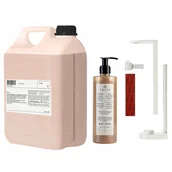 Półki łazienkowe - PRIJA Zestaw łazienkowy: biały uchwyt na butelkę, płyn do kąpieli z drobinkami 380ml + zapas 5l - miniaturka - grafika 1