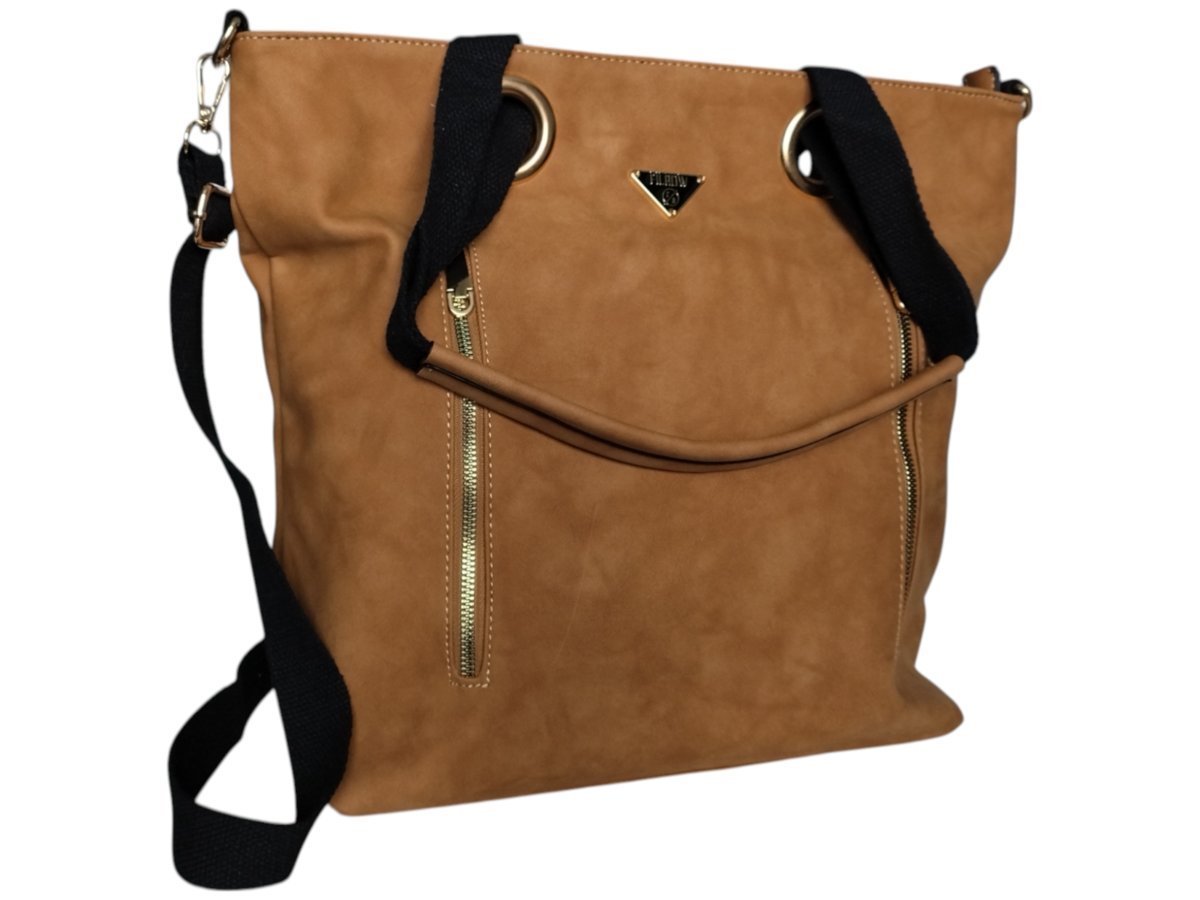 Torebka Damska Shopper Z Przegrodą Duża Brązowa Torba Na Ramię Miejski Styl