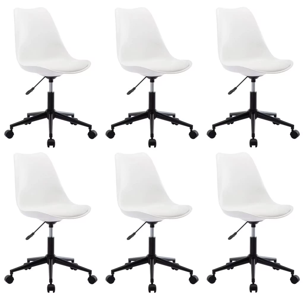 vidaXL Obrotowe krzesła jadalniane, 6 szt., białe, sztuczna skóra