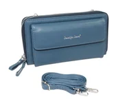 Portfele - Damski Poziomy Portfel Na Pasku Jennifer Jones z Funkcją Torebki 1126-1 Portfelo-Torebka NIEBIESKI 20 x 11,5 x 6 [cm] - miniaturka - grafika 1
