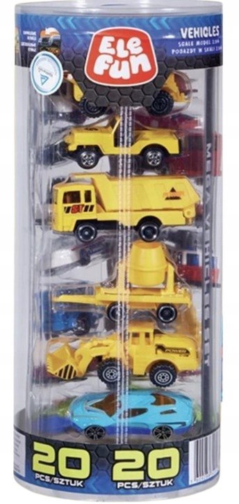 Elefun Zestaw metalowych pojazdów w skali 1:64 20 sztuk