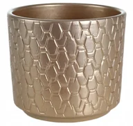 Donice - Osłonka ceramiczna na doniczkę perłowo złota 12 cm - miniaturka - grafika 1