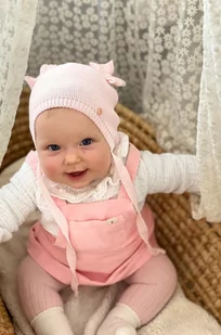 Jamiks czapka bawełniana niemowlęca AKAB kolor różowy z cienkiej dzianiny bawełniana - Czapki dla dzieci - miniaturka - grafika 1