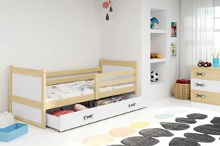 Łóżko dziecięce ze schowkiem i materacem 80 x 190 FERGUS – sosna/biel - Łóżka dla dzieci i młodzieży - miniaturka - grafika 1