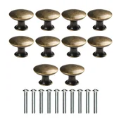 Zawiasy, okucia i inne akcesoria - Opakowanie 10 sztuk antycznych okrągłych gałek do szuflad, 30 mm gałek do komody z brązu, uchwytów meblowych ze śrubami. - miniaturka - grafika 1