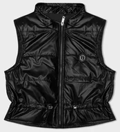 Kamizelki damskie - Krótka kamizelka damska z okrągłym dekoltem S'West czarna (B8178-1) - S'WEST - miniaturka - grafika 1