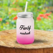 Kubki - Kubek Mason Jar z mrożonego szkła z fioletowym dnem z Twoim nadrukiem - miniaturka - grafika 1