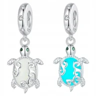 Bransoletki - CHARMS ŻÓŁW ŚWIECĄCY FLUO srebro pr 925 zawieszka koralik ZÓŁWIK ocean - miniaturka - grafika 1