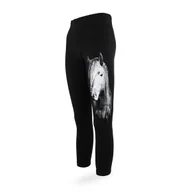 Legginsy - Dziewczęce legginsy , czarne, z nadrukiem (biały koń), Tup Tup - miniaturka - grafika 1
