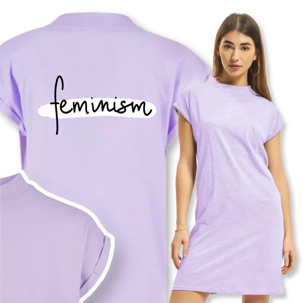 Ładna Wygodna Koszula Nocna FEMINISM Wzory - S