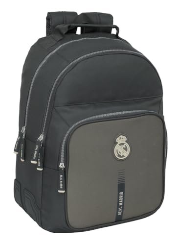 Safta REAL MADRID 3rd EQUIPATION 24/25 - Plecak szkolny dla dzieci, idealny dla dzieci w różnym wieku, wygodny i wszechstronny, jakość i wytrzymałość, 32 x 15 x 42 cm, Szary, M, Casual