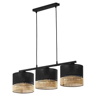 TK Lighting Listwa wisząca nowoczesna PAGLIA Black 3pł. ratan   6456 - Lampy sufitowe - miniaturka - grafika 1