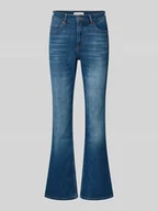 Spodnie damskie - Jeansy rozkloszowane z mieszanki bawełny - miniaturka - grafika 1