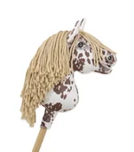 Zabawki i gry sportowe - Hobby Horse Mały koń na kiju Premium - tarantowaty biało-brązowy z beżową grzywą A4 - miniaturka - grafika 1