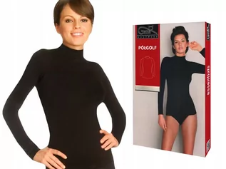 Swetry damskie - ﻿Gatta bezszwowy Półgolf z długim rękawem czarny XL - grafika 1