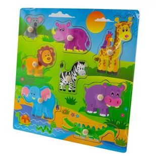 Edukacyjne Puzzle Drewniane Układanka Safari 18m+ - Puzzle - miniaturka - grafika 1