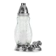 Lampiony i znicze - Znicz szklany 105 g 27 cm Krzyż srebrny - miniaturka - grafika 1