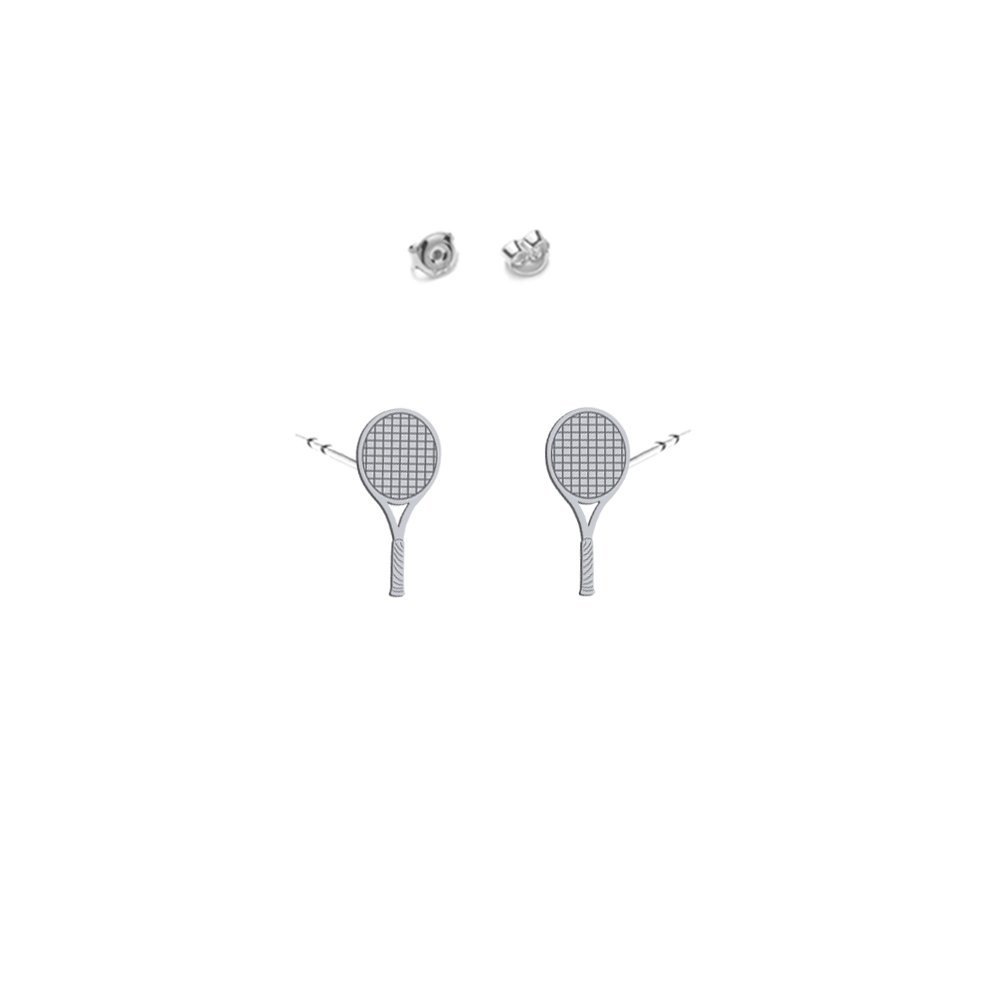 Srebrne Kolczyki Rakieta Tenisowa