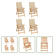 Fotele i krzesła ogrodowe - The Living Store krzesła ogrodowe 4 szt. z beżowymi poduszkami z litego drewna tekowego - miniaturka - grafika 1