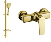 Zestawy baterii łazienkowych - Mexen Lynx DQ62 bateria prysznicowa z zestawem prysznicowym, złota - 74594DQ62-50 - miniaturka - grafika 1