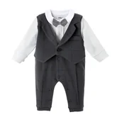 Pajacyki dla niemowląt - BGL-27821D Pajac Olaf z kamizelką grafit 56 - miniaturka - grafika 1