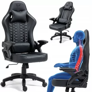 Fotel GAMINGOWY Gracza KRAKEN FEYTON czerwony czarny - Fotele gamingowe - miniaturka - grafika 2