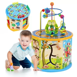 DREWNIANA KOSTKA EDUKACYJNA SORTER 8w1 UKŁADANKA - Układanki dla dzieci - miniaturka - grafika 1