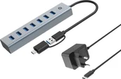 Huby USB - Koncentrator USB CONCEPTRONIC 7-Port 3.0 -> 7x3.0 5Gbps z adapterem - miniaturka - grafika 1