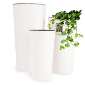 Donice - Donice na kwiaty z wkładem dłuto 19 cm + 25 cm +30 cm, białe - miniaturka - grafika 1