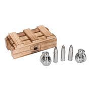 Shakery barmańskie - Zestaw whisky stones -  stalowe naboje i granaty w pudełku - miniaturka - grafika 1