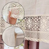 Firany - Firana boho do kuchni lambrekin z koronką dziergane SHABBY 150/90cm - miniaturka - grafika 1