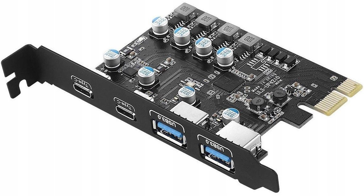 Kontroler TECKIN Karta rozszerzeń adapter do komputera PC PCI PCIe 2x USB 2x USB-C