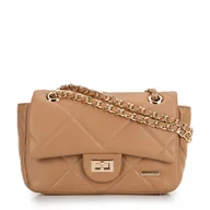 Torebki damskie - Crossbody z ekoskóry w geometryczne przeszycia beżowa - miniaturka - grafika 1