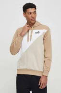 Bluzy męskie - Puma bluza męska kolor beżowy z kapturem wzorzysta - miniaturka - grafika 1