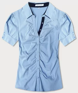 Bluzka z kołnierzykiem jasnoniebieska (sst2030d) - Forget me not FASHION - Bluzki damskie - miniaturka - grafika 1