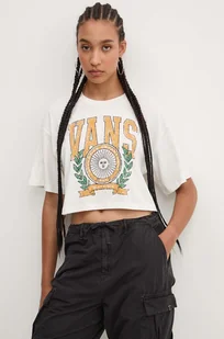 Vans t-shirt bawełniany damski kolor beżowy VN000HHEFS81 - Koszulki sportowe damskie - miniaturka - grafika 1