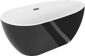 Wanny - Mexen Eos wanna wolnostojąca 170 x 75 cm, biała/czarna, przelew gun gray szczotkowany - 52471707575-66 - miniaturka - grafika 1