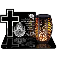 Lampiony i znicze - ZNICZ SOLARNY LED WIECZNY PODSTAWKA NA CMENTARZ GRÓB Krzyż EFEKT PŁOMIENIA - miniaturka - grafika 1