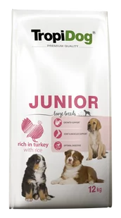 Tropidog Premium Junior Large Breeds Turkey&Rice 15 kg - Sucha karma dla psów - miniaturka - grafika 1