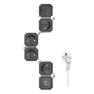 Kable - Listwa Zasilająca Elastyczna 4-Kierunkowa z 4x Gniazdami CEE 7/3 i 2x USB-A 1,5m - miniaturka - grafika 1