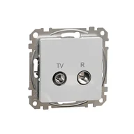 Gniazdka elektryczne - Schneider Gniazdo antenowe R/TV przelotowe (7dB) SEDNA Design & Elements srebrne aluminium - miniaturka - grafika 1
